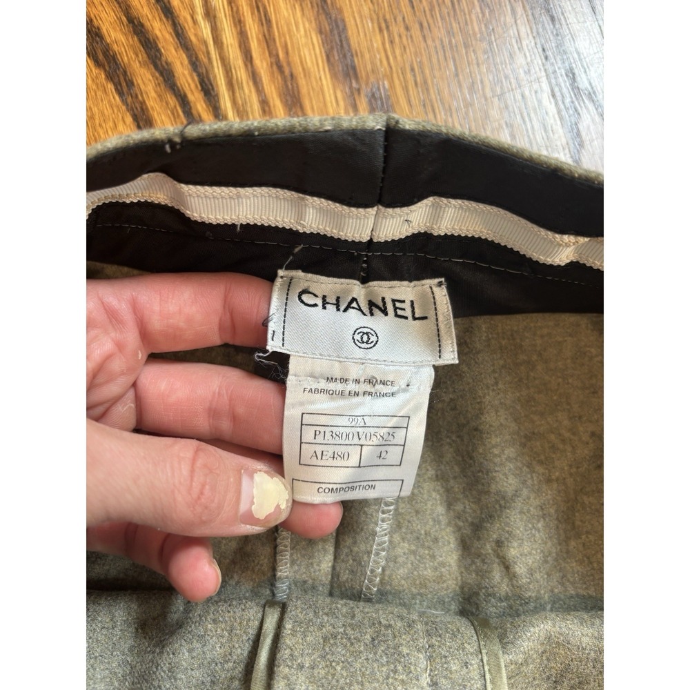 Chanel Vintage 1999 Autumn Collection Beige Wool Cashmere Pants Size 42 Workwear - Picture 5 of 8